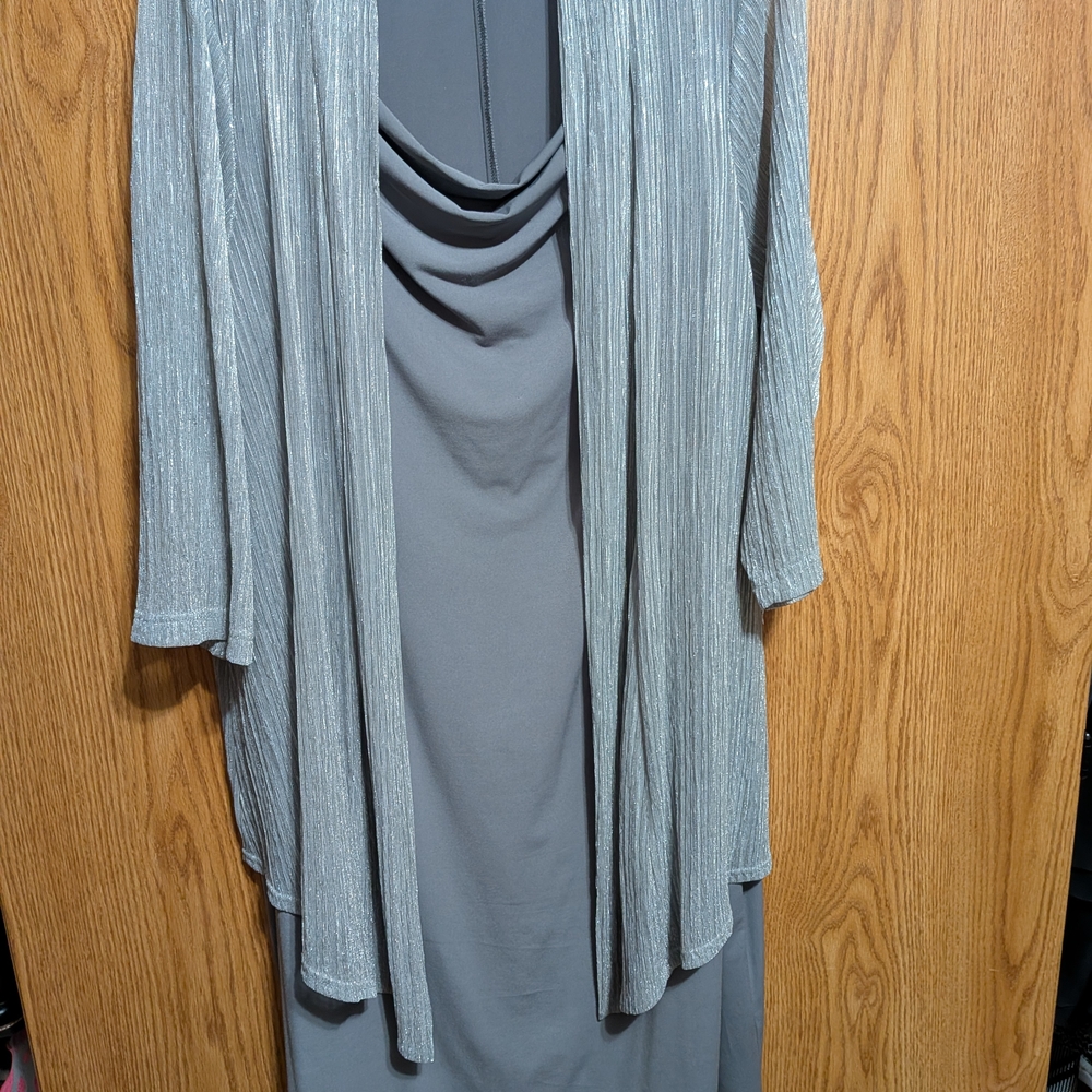 connected apparel Silver-Gray Draped Neck Dress